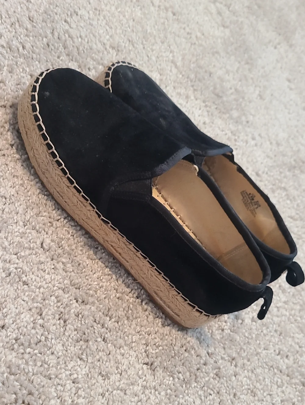 GUC Sam Edelman Carrin Espadrille Straw Black Suede Slip-ons Women's Sz 8.5M